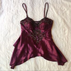 NWT Sue Wong Silk Embellished Lace Sequin Top